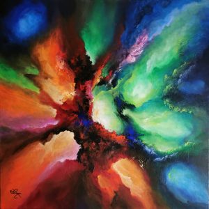 Tableau abstrait acrylique 60x60cm Sem51.2023
