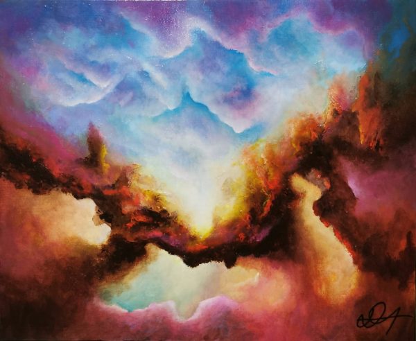 Tableau abstrait acrylique 38x46cm Sem1.2024