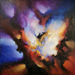 Tableau d'art abstrait acrylique 60x60cm Sem3(2).2024