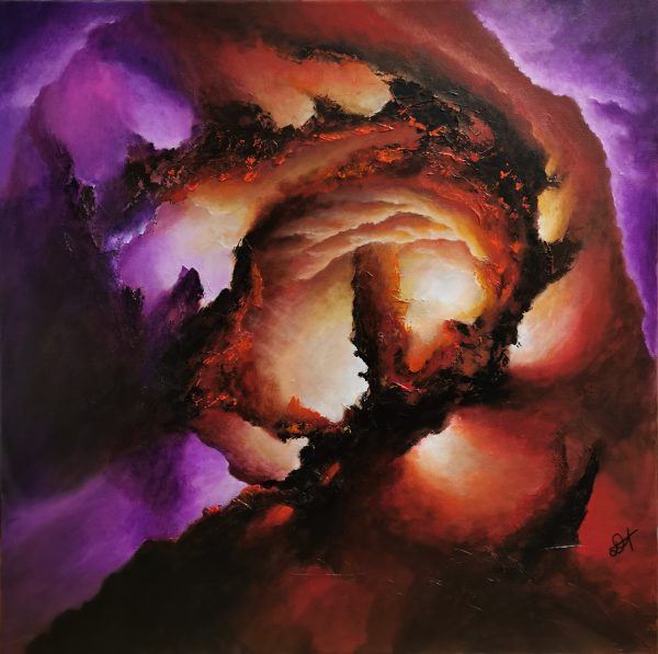 Tableau d'art abstrait acrylique 80x80cm Sem7.2024