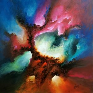 Tableau d'art abstrait acrylique 80x80cm Sem8.2024