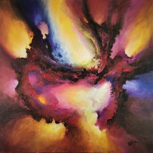 Tableau d'art abstrait acrylique 80x80cm Sem6(2).2024