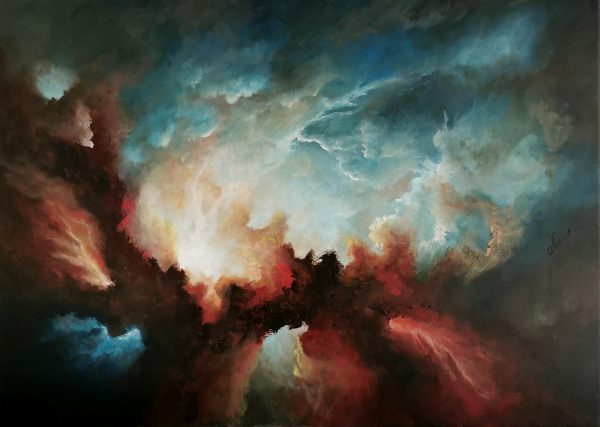 Tableau art abstrait acrylique 33x46cm Sem15.2024