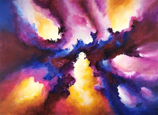 Tableau d'art abstrait acrylique 81x60cm Sem10.2024