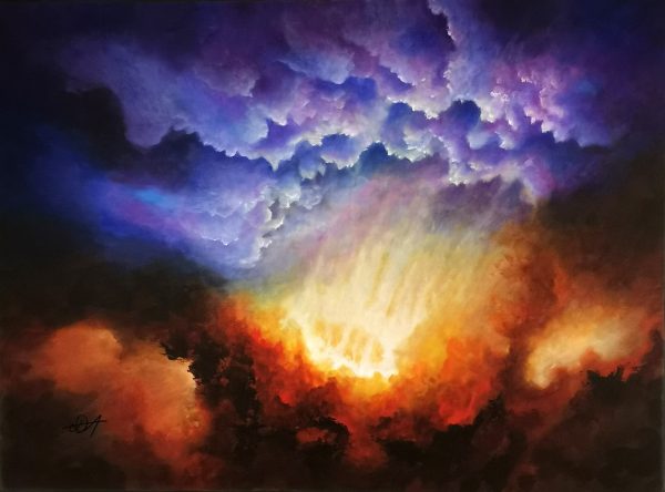 Tableau d'art abstrait acrylique 81x60cm Sem9.2024