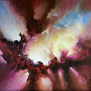 Tableau d'art abstrait acrylique 46x38cm Sem16.2024