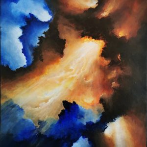 Tableau d'art abstrait acrylique 46x38cm Sem18.2024