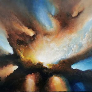 Tableau d'art abstrait acrylique 46x38cm Sem17.2024