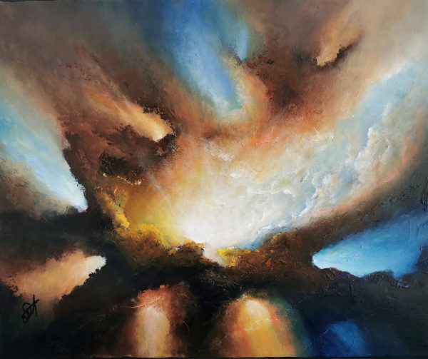 Tableau d'art abstrait acrylique 46x38cm Sem17.2024