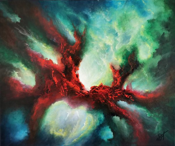 Tableau d'art abstrait acrylique 38x46cm Sem22.2024