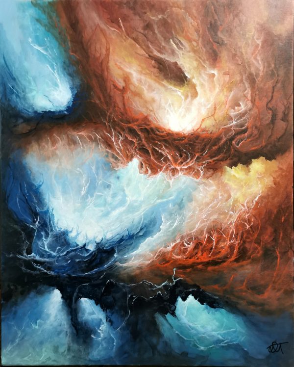 Tableau d'art abstrait acrylique 81x65cm Sem39.2024