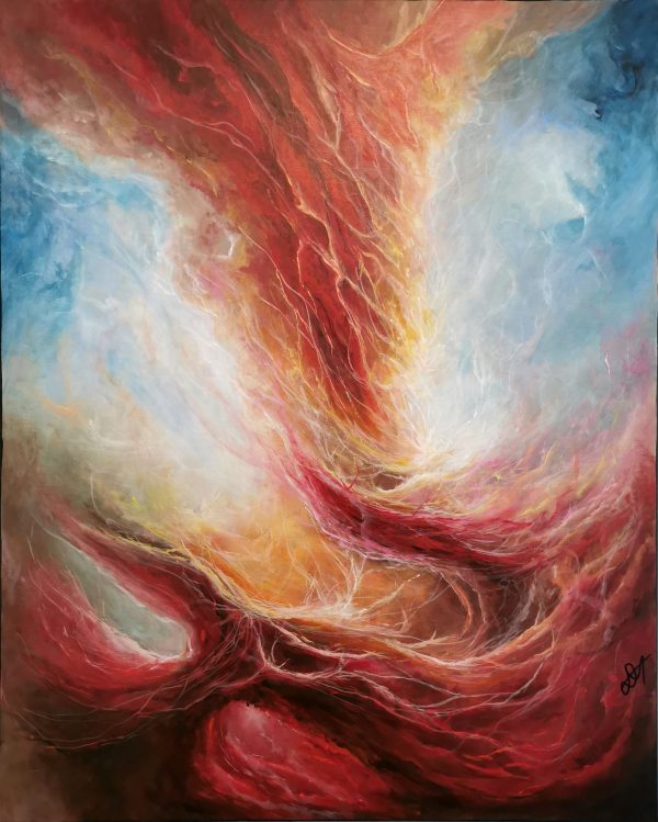 Tableau d'art abstrait acrylique 81x65cm , Tornade Emotionnelle